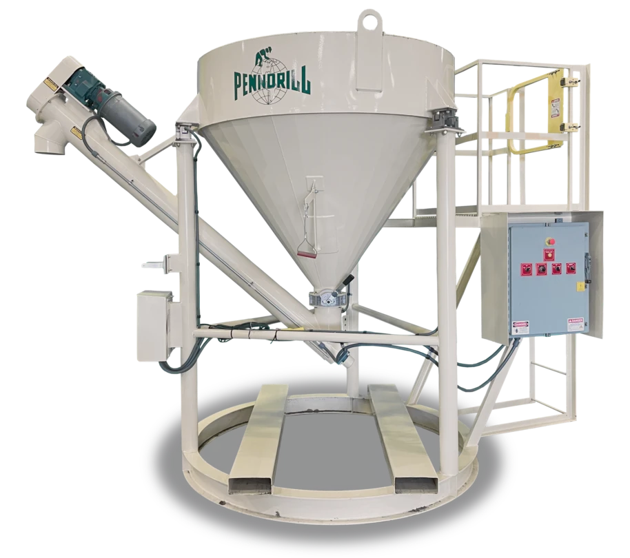 PD15-Grout-Silo - Pennsylvania Drilling Company Graduated super sack silos with electrical panel and motor. Used for cement and grout in the deep foundation and geotechnical industry.