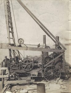 Historic cable tool drill steam powered